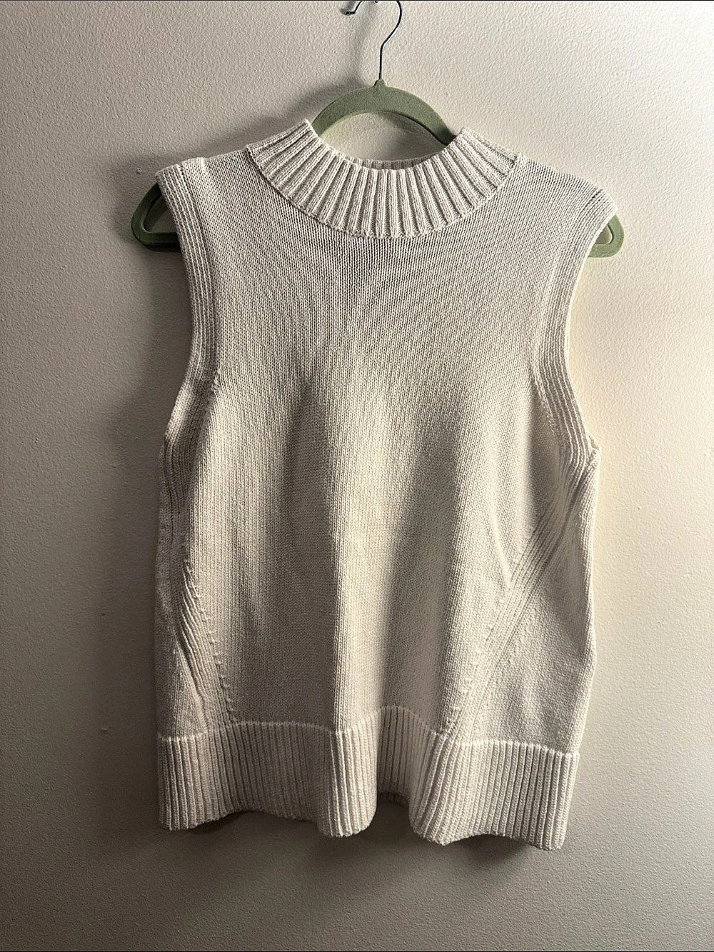 J. Jill Textured Sweater Tank Sleeveless Mock Neck Sweater in White Size Medium